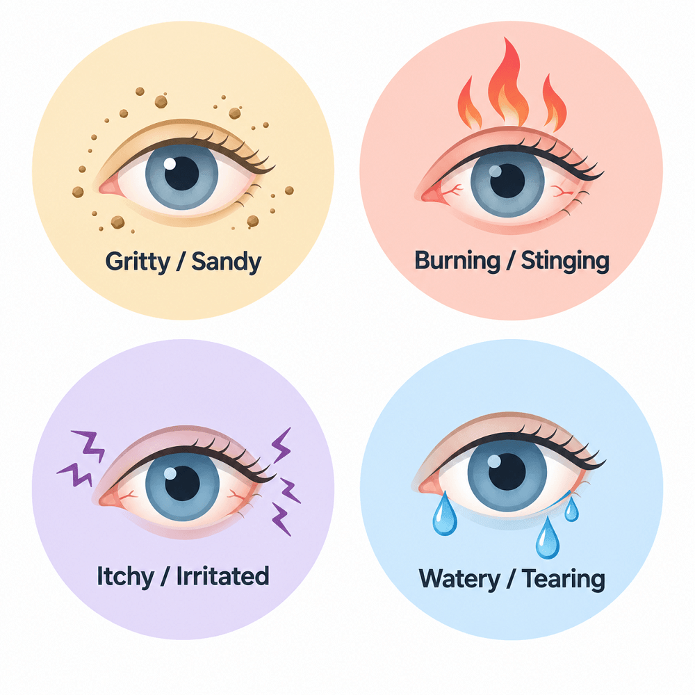 Common dry eye symptom types and how they feel