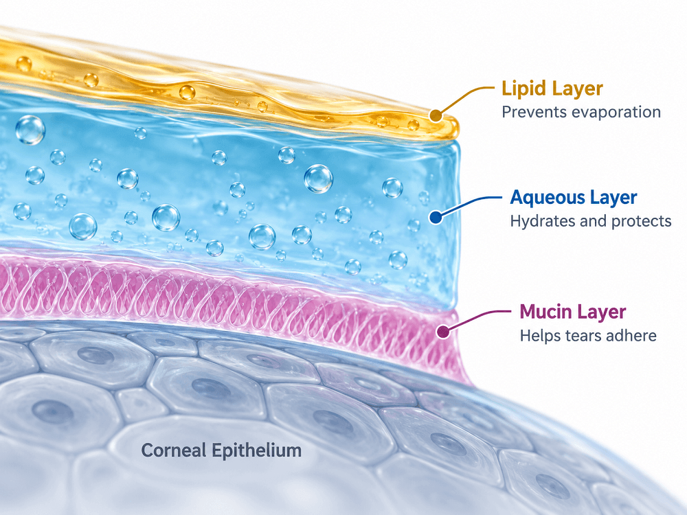 Three layers of the tear film and their functions